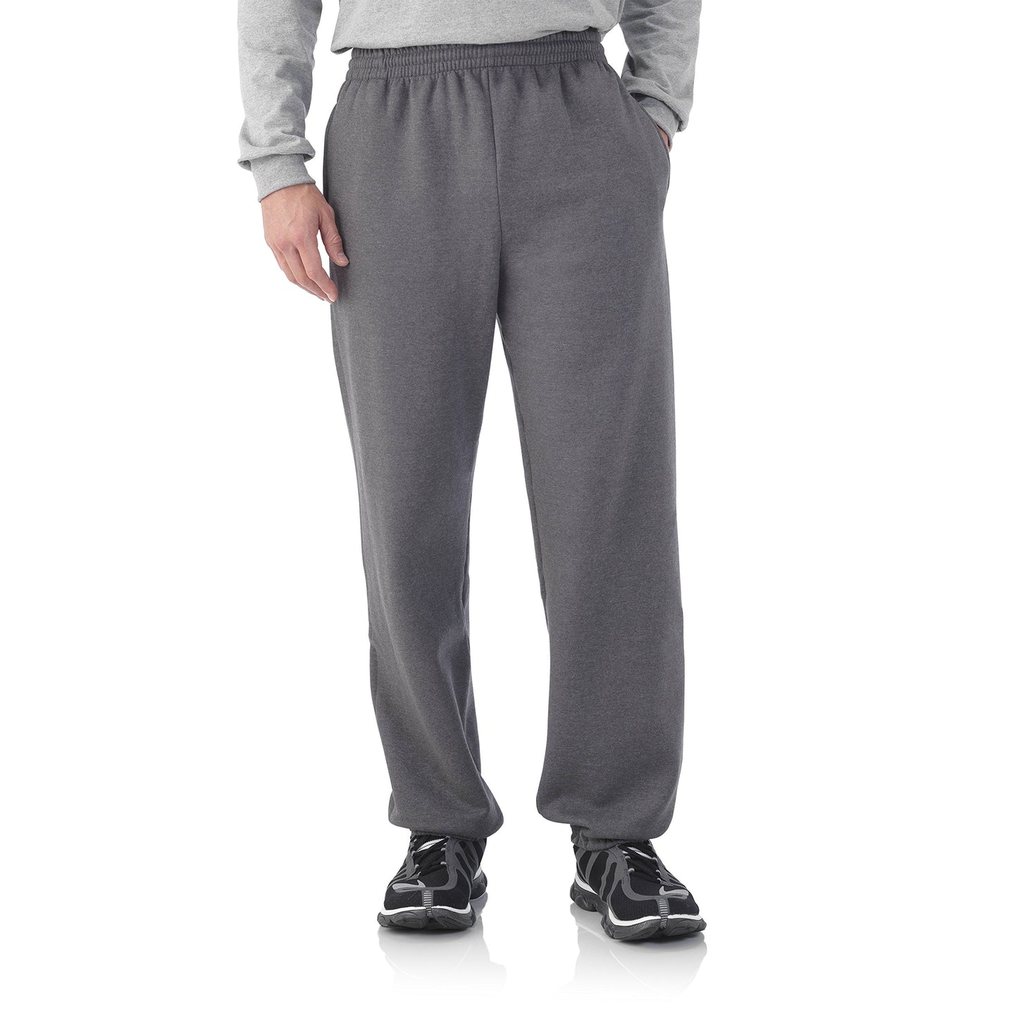 Fruit of the Loom Mens Elastic Bottom Sweatpant-Charcoal Heather-4XL