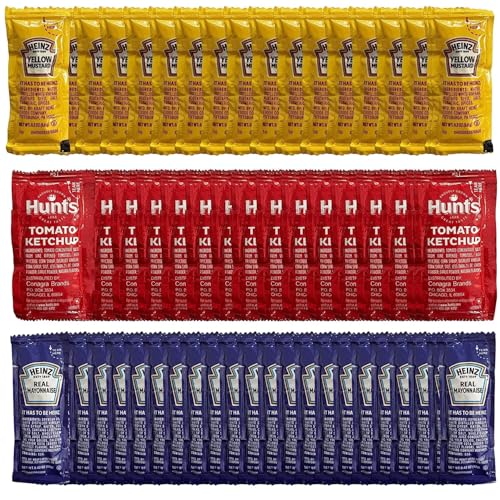 Great for Gifting RiverBlue Ketchup Mustard and Mayo Packets for Travel Restaurants BBQs Cafeterias and More 150 Pack