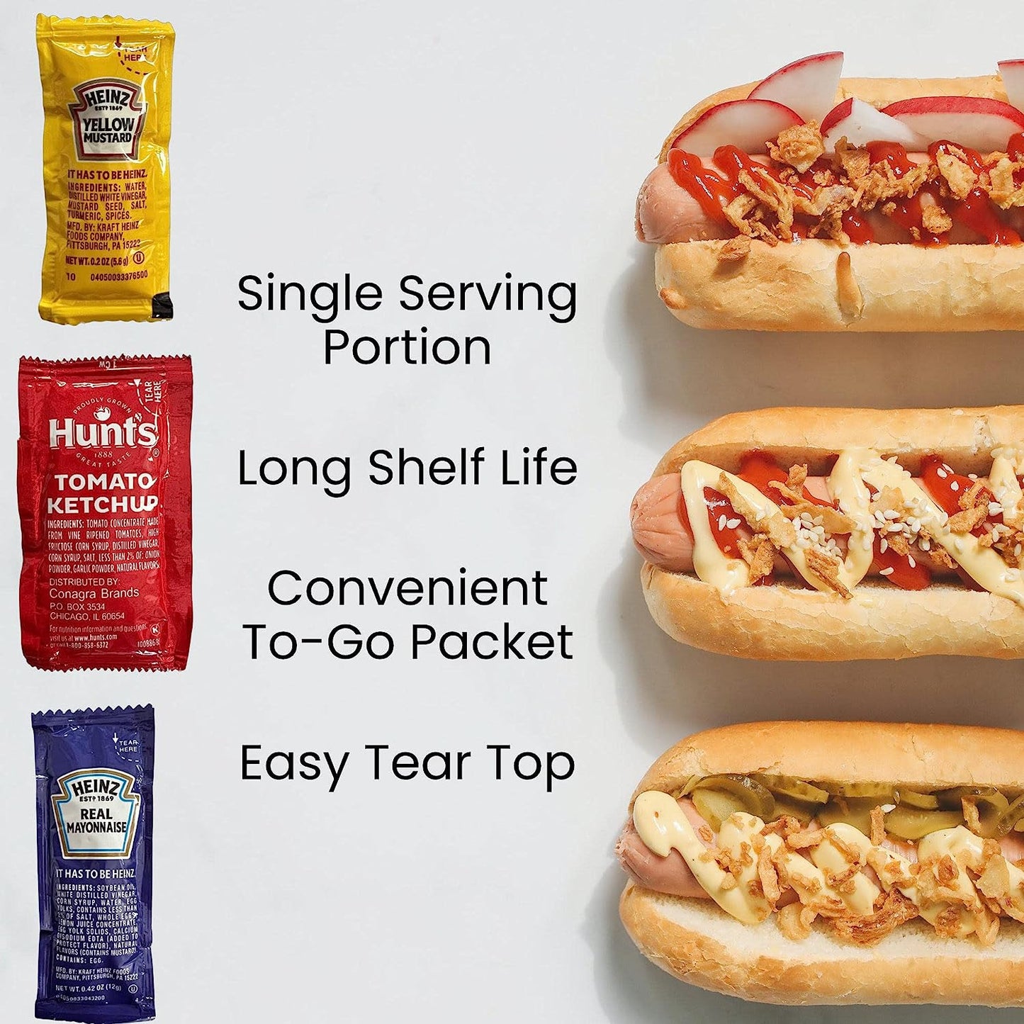 RiverBlue Ketchup, Mustard & Mayo Packets – Perfect for Travel, Everyday Use, Restaurants, Parties, Food Trucks, Office Breakrooms & More (150 Pack)