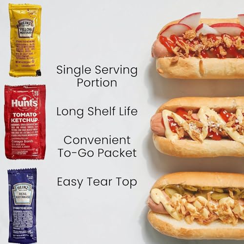 Great for Gifting RiverBlue Ketchup Mustard and Mayo Packets for Travel Restaurants BBQs Cafeterias and More 150 Pack