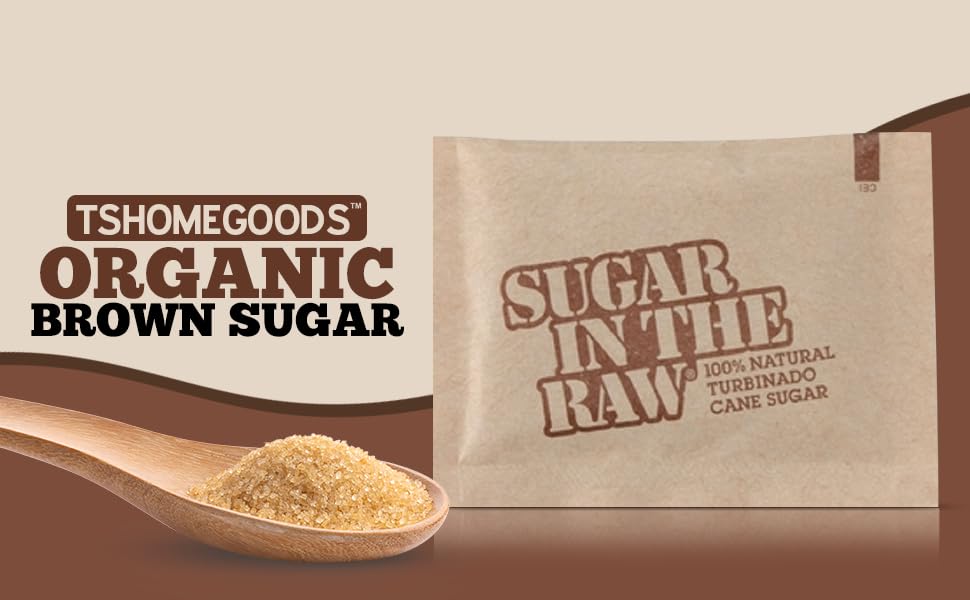 Organic Sugar In The Raw Packets Packaged By RiverBlue Good For Traveling,Everyday,Restaurant,Concession Stands And Coffee Shops, (250 Pack)