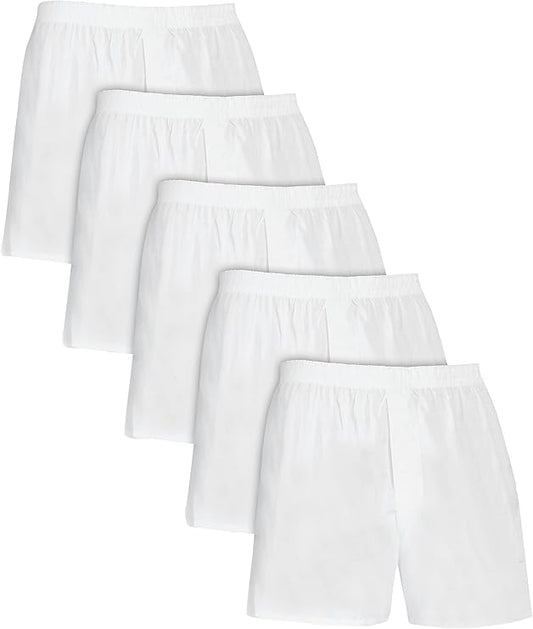 Fruit of the Loom Men's Tag Free Woven Boxer Shorts, Relaxed Fit, Moisture Wicking, White Color Multipacks