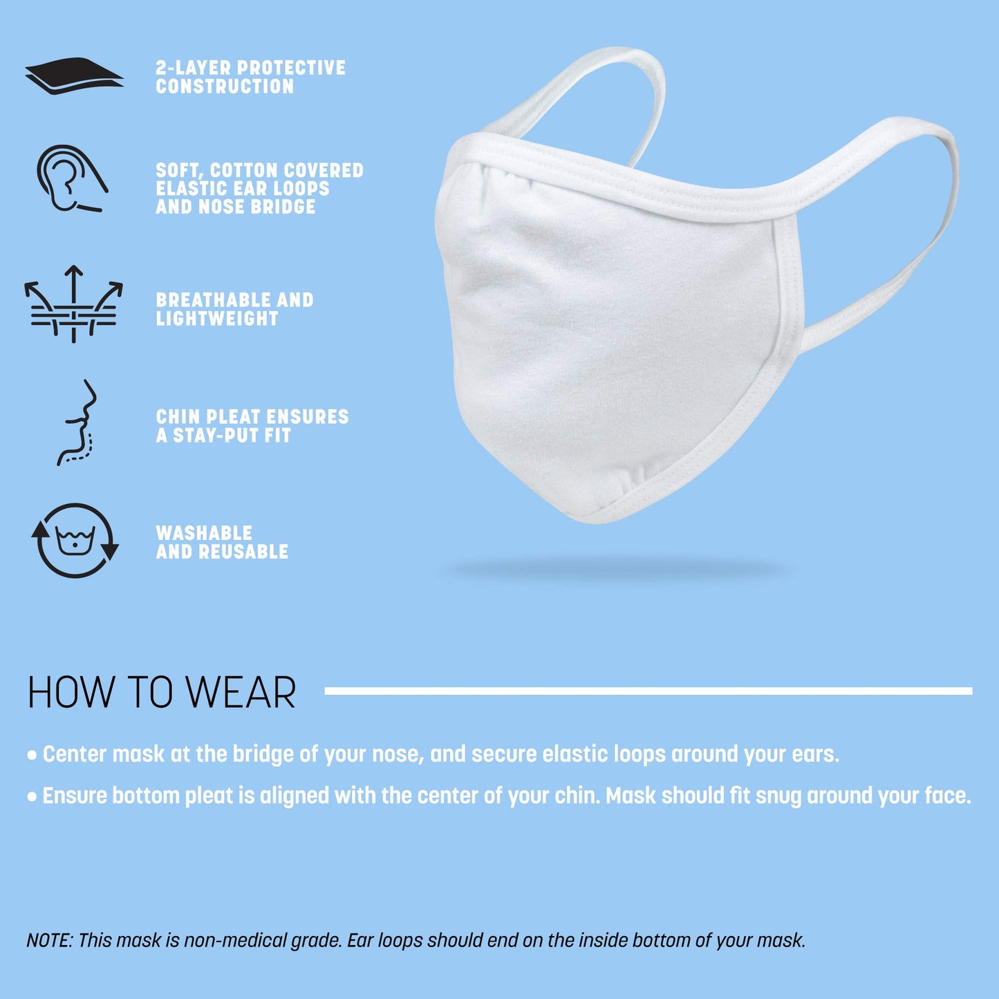 Gildan Adult & Youth Reusable 2-Layer Cotton Face Mask (12 & 24 Packs)