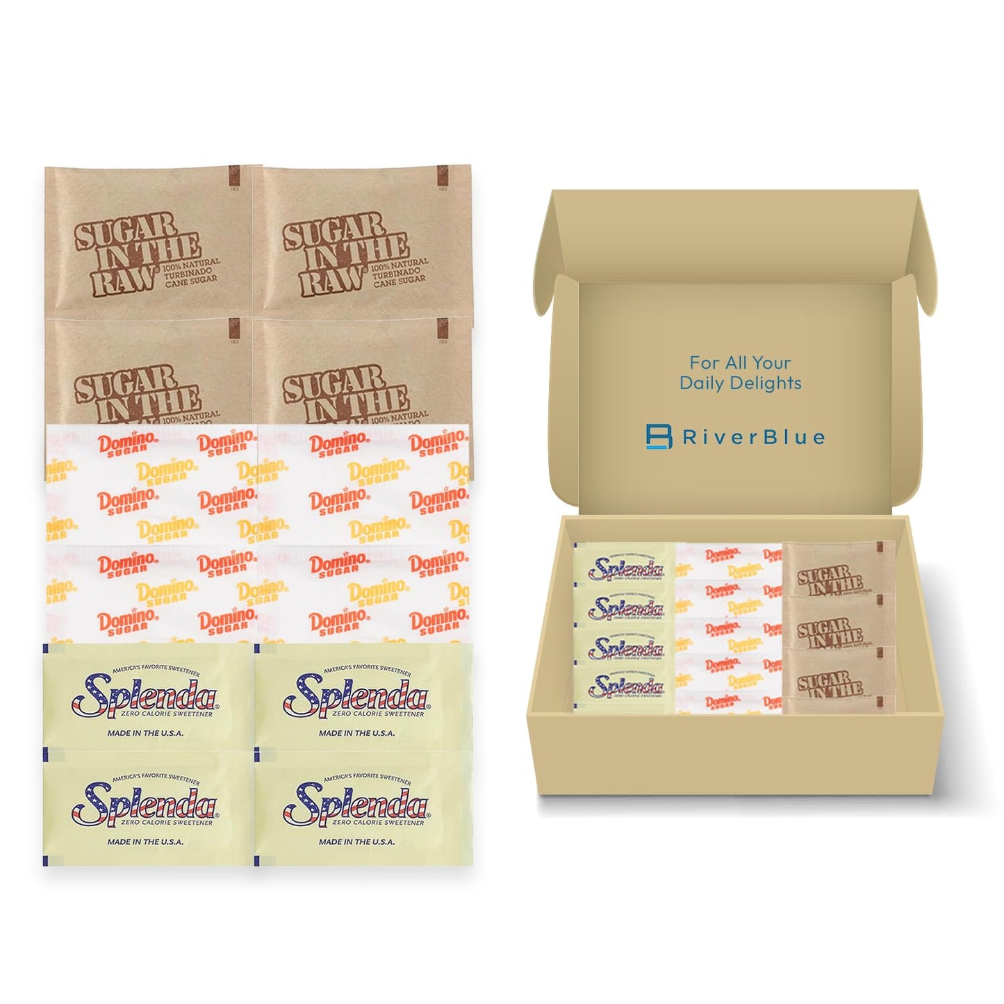 Assorted Sugar & Sweetener Packets Good For Traveling,Everyday,Restaurant,Concession Stands And Coffee Shops Variety Pack (350 Pack)
