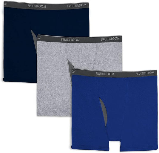 Fruit of the Loom Men's Tall Tag-Free Underwear, Big Man-Coolzone Fly Boxer Brief-3 Pack Colors May Vary, 4X-Large