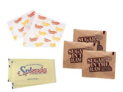 Assorted Sugar & Sweetener Packets Packaged by RiverBlue Good For Traveling,Everyday,Restaurant,Concession Stands And Coffee Shops Variety Pack